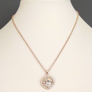 Clear glass pendant necklace with crystal accents